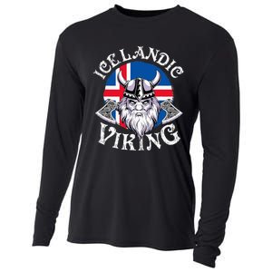 Icelandic Viking Funny Iceland Flag Nordic Enthusiast Outfit Cooling Performance Long Sleeve Crew