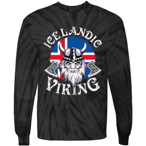 Icelandic Viking Funny Iceland Flag Nordic Enthusiast Outfit Tie-Dye Long Sleeve Shirt