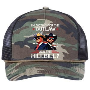 IM Voting For The Outlaw And The Hillbilly Trump Vance 2024 Retro Rope Trucker Hat Cap