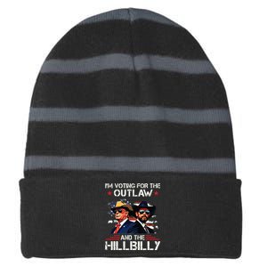 IM Voting For The Outlaw And The Hillbilly Trump Vance 2024 Striped Beanie with Solid Band