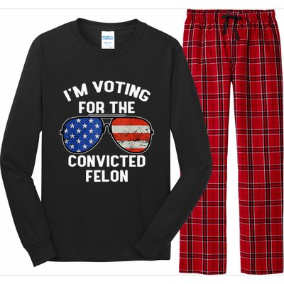 Im Voting For The Convicted Fellon 2024 Us Flag Pro Trump Long Sleeve Pajama Set