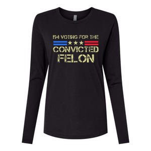 IM Voting For The Convicted Fellon 2024 Us Flag Pro Trump Womens Cotton Relaxed Long Sleeve T-Shirt