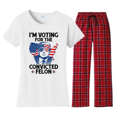 IM Voting For The Convicted Felon Funny Pro Trump 2024 Women's Flannel Pajama Set