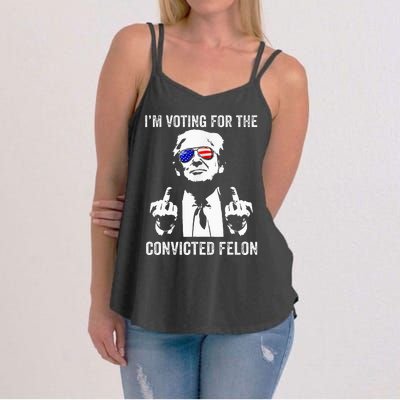 IM Voting For The Convicted Felon Funny Trump Women's Strappy Tank