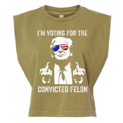 IM Voting For The Convicted Felon Funny Trump Garment-Dyed Women's Muscle Tee