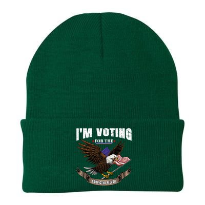 IM Voting For The Convicted Fellon 2024 Us Flag Pro Trump Knit Cap Winter Beanie