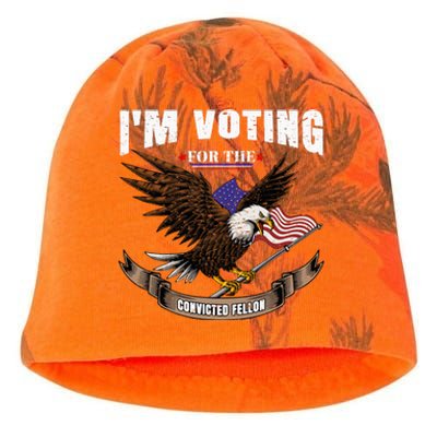 IM Voting For The Convicted Fellon 2024 Us Flag Pro Trump Kati - Camo Knit Beanie