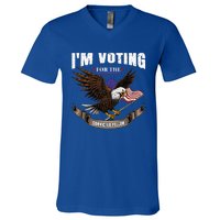 IM Voting For The Convicted Fellon 2024 Us Flag Pro Trump V-Neck T-Shirt