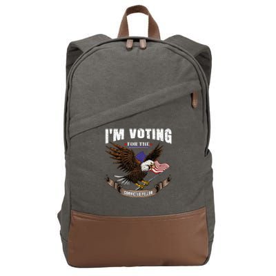 IM Voting For The Convicted Fellon 2024 Us Flag Pro Trump Cotton Canvas Backpack