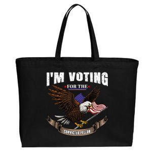 IM Voting For The Convicted Fellon 2024 Us Flag Pro Trump Cotton Canvas Jumbo Tote