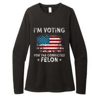 IM Voting For The Convicted Felon Funny Retro American Flag Womens CVC Long Sleeve Shirt