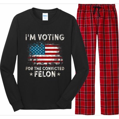 IM Voting For The Convicted Felon Funny Retro American Flag Long Sleeve Pajama Set