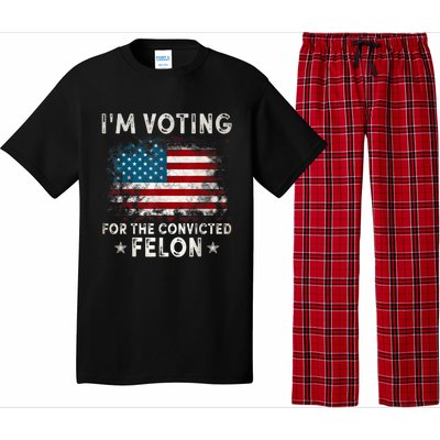 IM Voting For The Convicted Felon Funny Retro American Flag Pajama Set