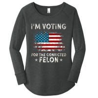 IM Voting For The Convicted Felon Funny Retro American Flag Women's Perfect Tri Tunic Long Sleeve Shirt