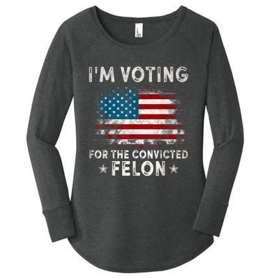 IM Voting For The Convicted Felon Funny Retro American Flag Women's Perfect Tri Tunic Long Sleeve Shirt