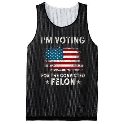 IM Voting For The Convicted Felon Funny Retro American Flag Mesh Reversible Basketball Jersey Tank