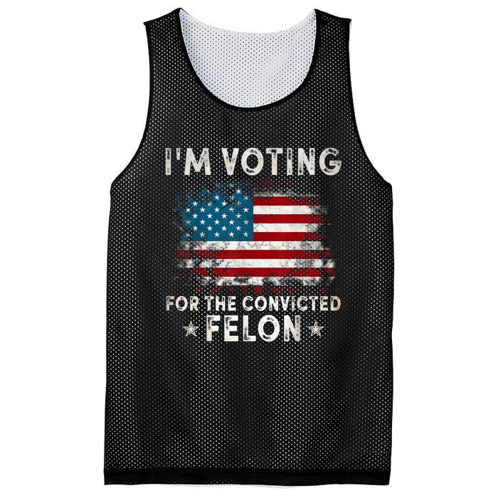 IM Voting For The Convicted Felon Funny Retro American Flag Mesh Reversible Basketball Jersey Tank