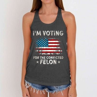 IM Voting For The Convicted Felon Funny Retro American Flag Women's Knotted Racerback Tank