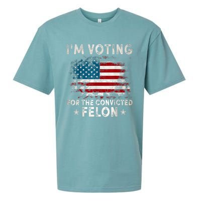 IM Voting For The Convicted Felon Funny Retro American Flag Sueded Cloud Jersey T-Shirt