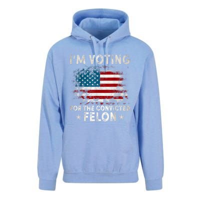 IM Voting For The Convicted Felon Funny Retro American Flag Unisex Surf Hoodie