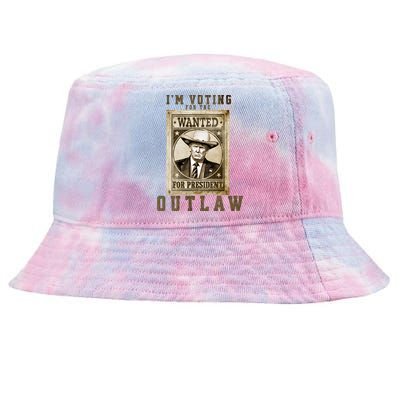 Im Voting For The Outlaw Wanted For President Trump 2024 Tie-Dyed Bucket Hat