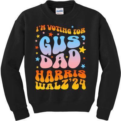 IM Voting For Gus Dad Vote Harris Walz 2024 Kids Sweatshirt