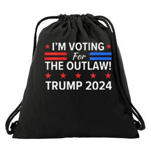 Im Voting For The Outlaw Funny Pro Trump 2024 Election Drawstring Bag