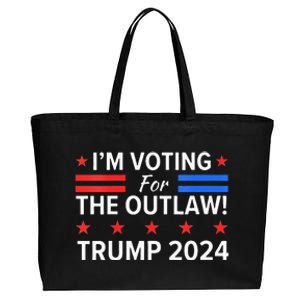 Im Voting For The Outlaw Funny Pro Trump 2024 Election Cotton Canvas Jumbo Tote