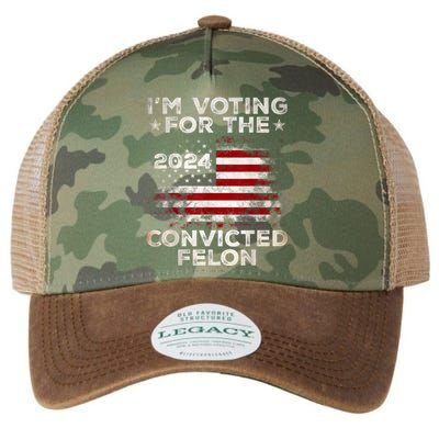 IM Voting For The Convicted Felon Funny Retro American Flag Legacy Tie Dye Trucker Hat