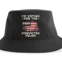 IM Voting For The Convicted Felon Funny Retro American Flag Sustainable Bucket Hat