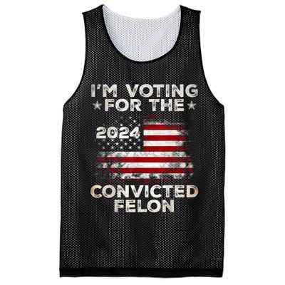 IM Voting For The Convicted Felon Funny Retro American Flag Mesh Reversible Basketball Jersey Tank