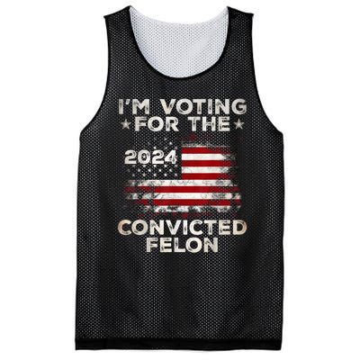 IM Voting For The Convicted Felon Funny Retro American Flag Mesh Reversible Basketball Jersey Tank