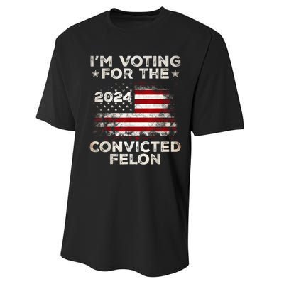 IM Voting For The Convicted Felon Funny Retro American Flag Performance Sprint T-Shirt