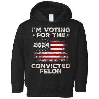 IM Voting For The Convicted Felon Funny Retro American Flag Toddler Hoodie