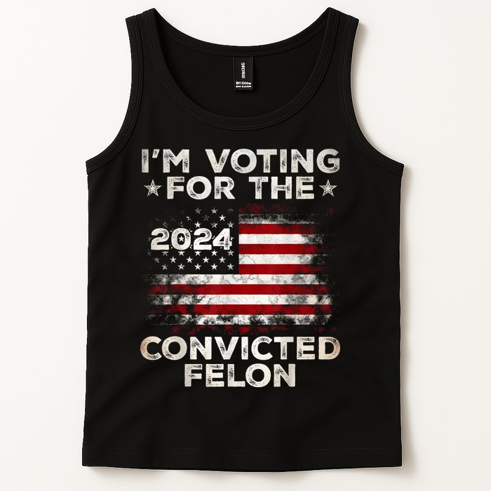 IM Voting For The Convicted Felon Funny Retro American Flag Tank Top