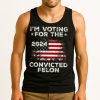 IM Voting For The Convicted Felon Funny Retro American Flag Tank Top
