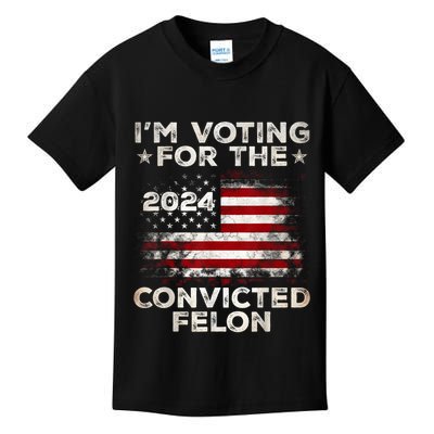 IM Voting For The Convicted Felon Funny Retro American Flag Kids T-Shirt