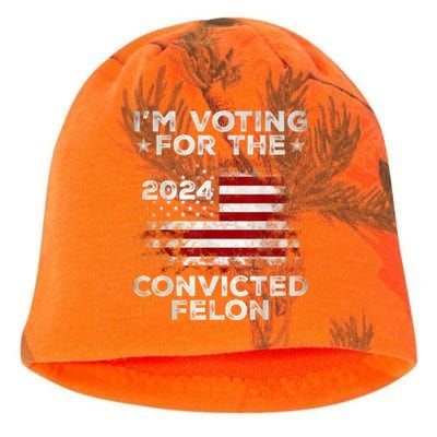 IM Voting For The Convicted Felon Funny Retro American Flag Kati - Camo Knit Beanie