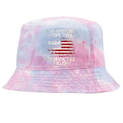 IM Voting For The Convicted Felon Funny Retro American Flag Tie-Dyed Bucket Hat