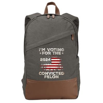 IM Voting For The Convicted Felon Funny Retro American Flag Cotton Canvas Backpack