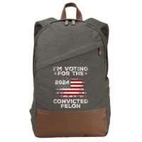 IM Voting For The Convicted Felon Funny Retro American Flag Cotton Canvas Backpack