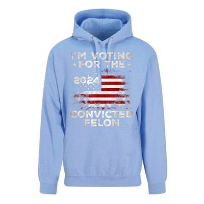 IM Voting For The Convicted Felon Funny Retro American Flag Unisex Surf Hoodie