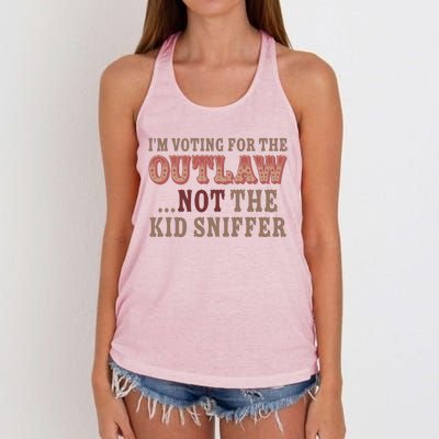 Im Voting For The Outlaw Not The Sniffer Women's Knotted Racerback Tank