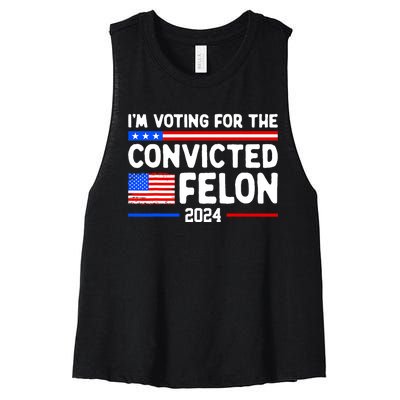 IM Voting For The Convicted Felon 2024 Women's Racerback Cropped Tank