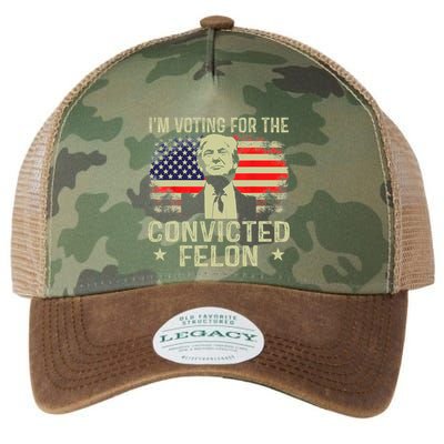 IM Voting For The Convicted Felon Funny Retro American Flag Legacy Tie Dye Trucker Hat