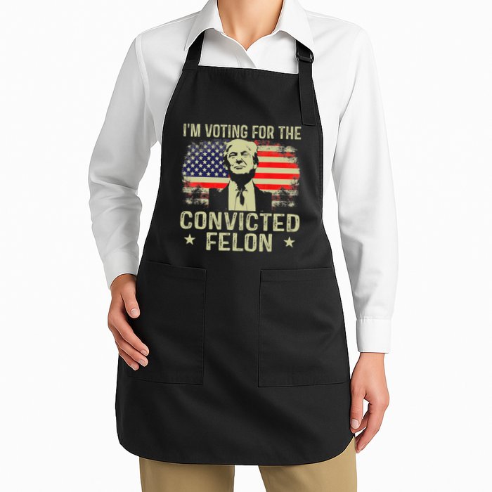 IM Voting For The Convicted Felon Funny Retro American Flag Apron