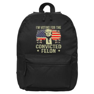 IM Voting For The Convicted Felon Funny Retro American Flag 16 in Basic Backpack