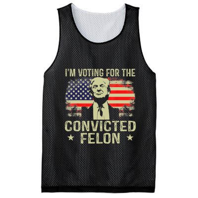 IM Voting For The Convicted Felon Funny Retro American Flag Mesh Reversible Basketball Jersey Tank