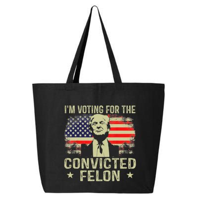 IM Voting For The Convicted Felon Funny Retro American Flag 25L Jumbo Tote