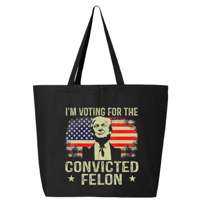IM Voting For The Convicted Felon Funny Retro American Flag 25L Jumbo Tote